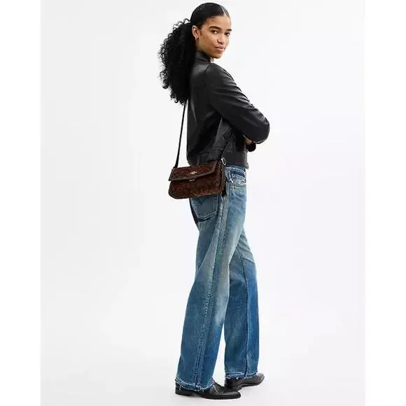 NWT Coach Etta Small Flap Shoulder Bag in Signature Chenille CCV65 Gold